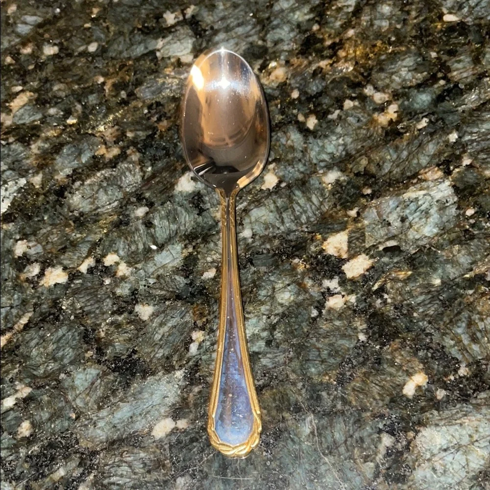 Elegant Silver and Gold Spoon Yamazaki Tasha Gold accent teaspoon